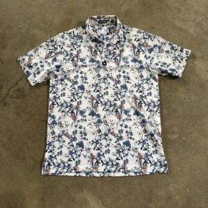 Bad Birdie Polo Shirt Mens Floral Print Golf Performance Stretch CBC size L